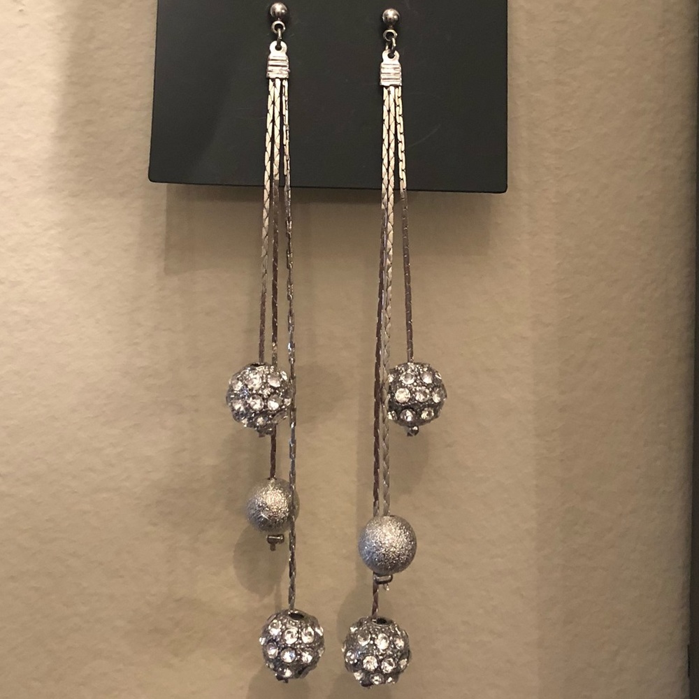 Silver and rhinestone drop earrings NWT